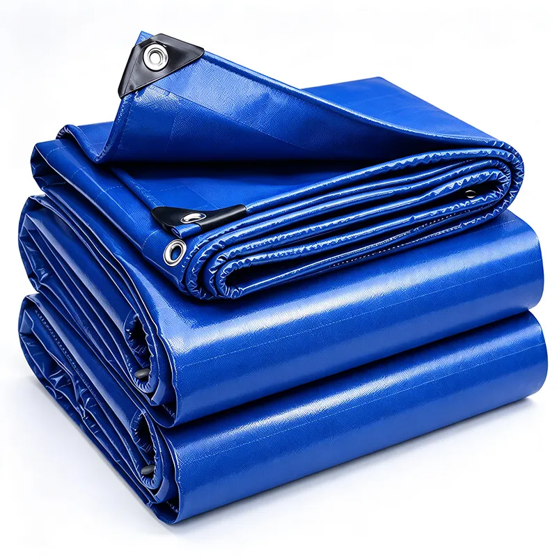Heavy Duty PVC Coated Canvas Tarpaulin 10x12 FT Waterproof Outdoor Tarp with Grommets for Truck Boat Roof Tent Construction
