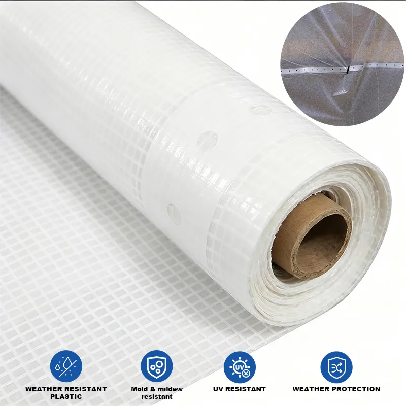 10 Feet X 100 Feet UV Treated Scaffold Sheeting PE Reinforced Poly Fabric for Weather Protection in Construction