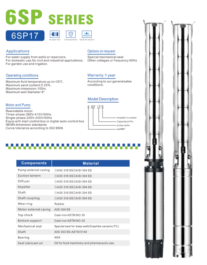 AINAFLY 6SP Stainless Steel Deep Well Submersible Pump – Corrosion-Resistant, High Efficiency & Long-Lasting for Deep Water Extraction manufacture
