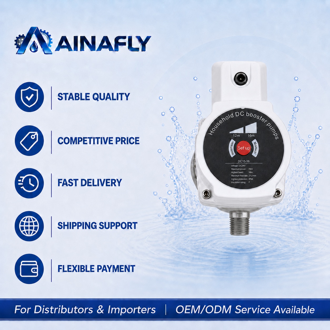 DC15-16 Variable Frequency Household Booster Pump Low Voltage Quiet Water Pump for Home Use