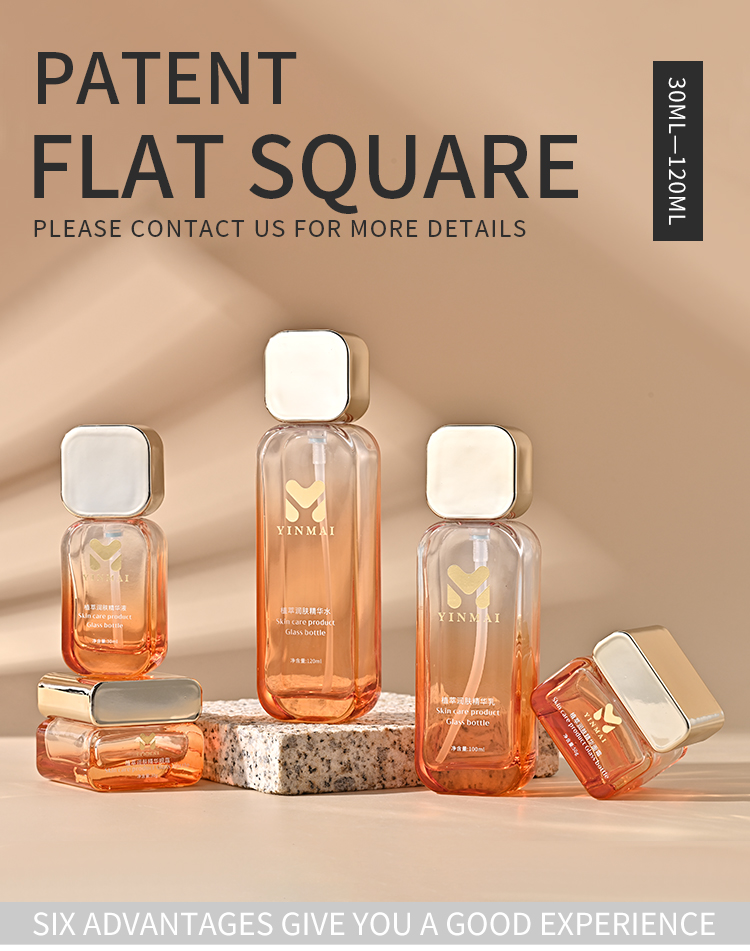 Yinmai 30 50 100 120ml 30G 50G custom empty luxury thick bottom skincare packaging set glass cosmetic pump bottle and cream jar details
