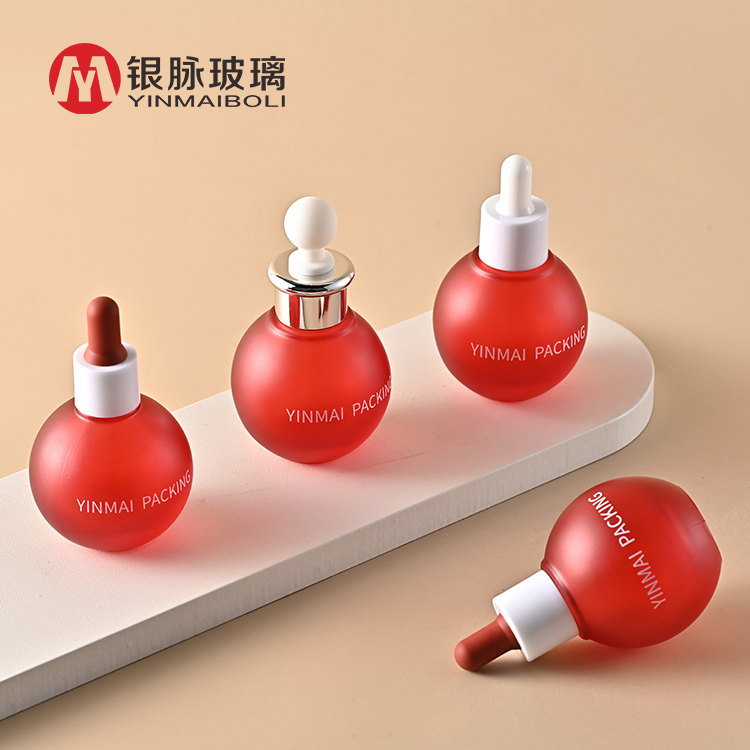 30ml 50ml Piros Gömbölyű Üveg Csempészkövér Ködös Üres Bőrápoló Tartály Testreszabható Logo Bőrápoló Csomagolás
