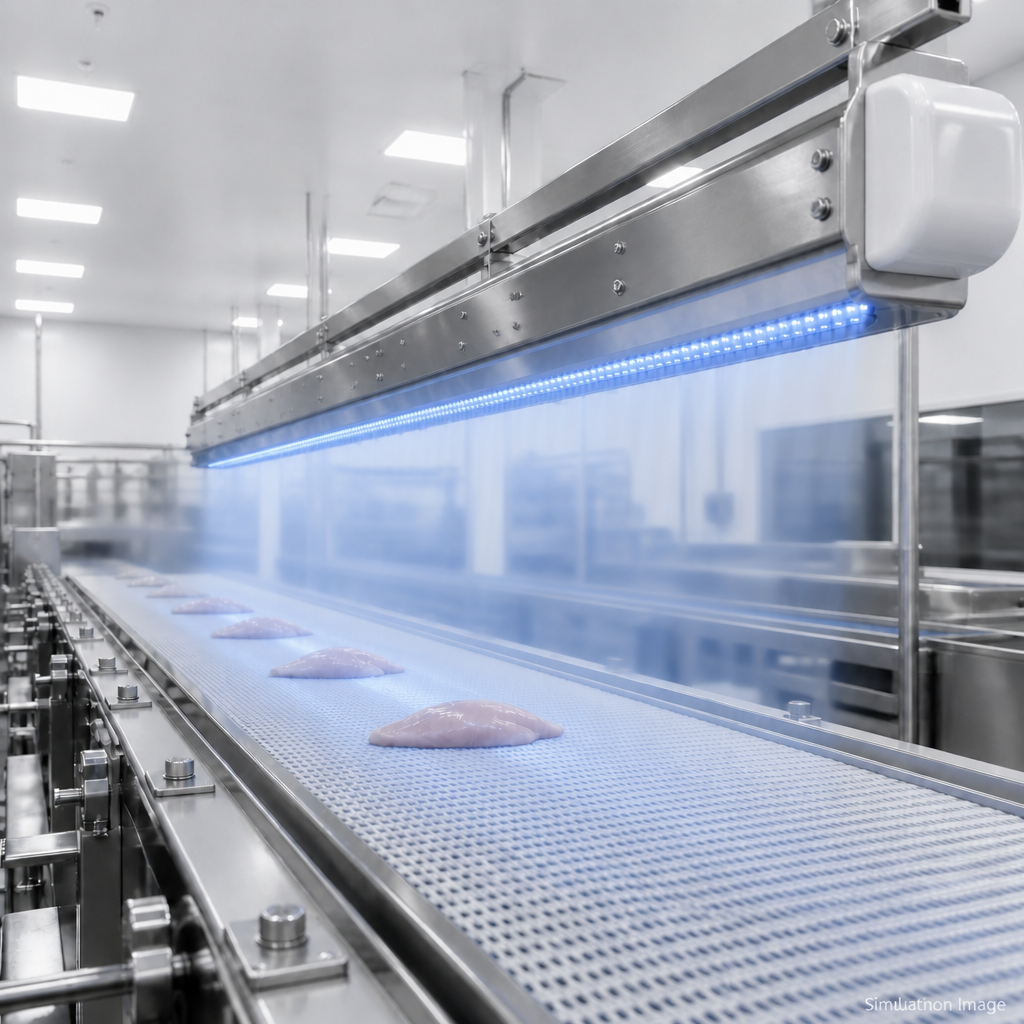 UVC LED Surface Disinfection for Food Processing: Residue-Free Pathogen Control