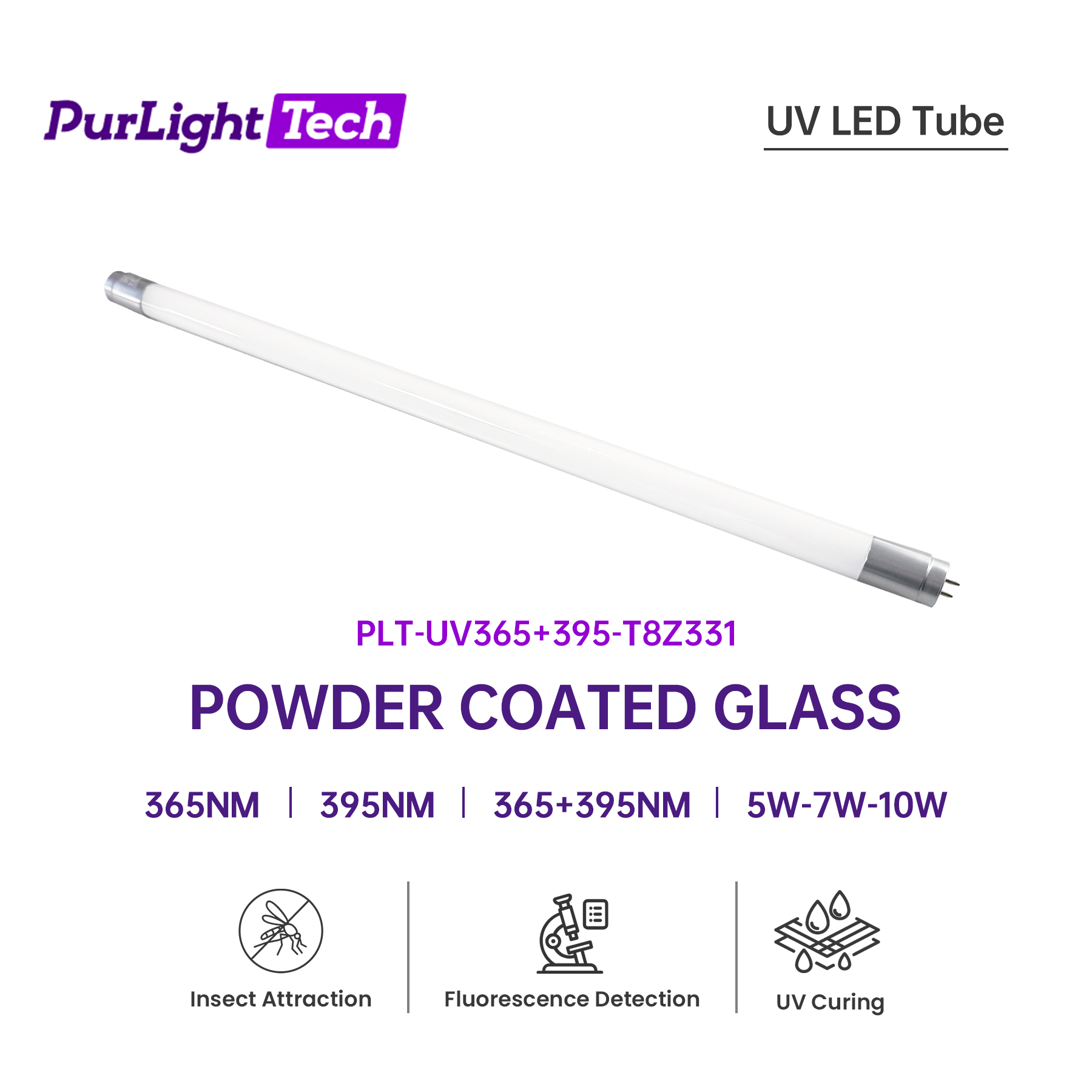  T8 UVA LED 365nm 395nm UV Mosquito Lamp Tube