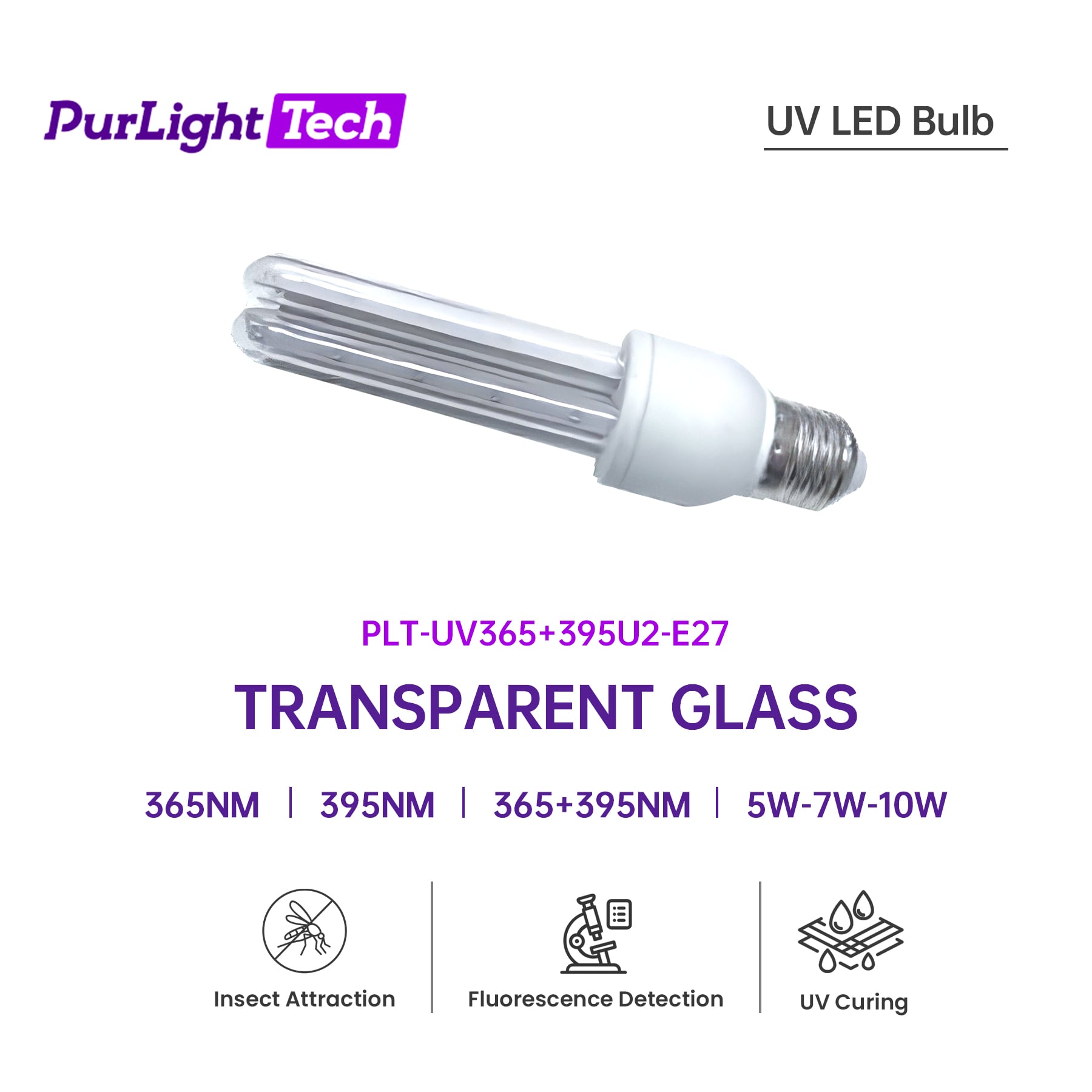 E27-U2 UVA LED Lamp 365nm 395nm Mosquito-attracting UV LED Blub