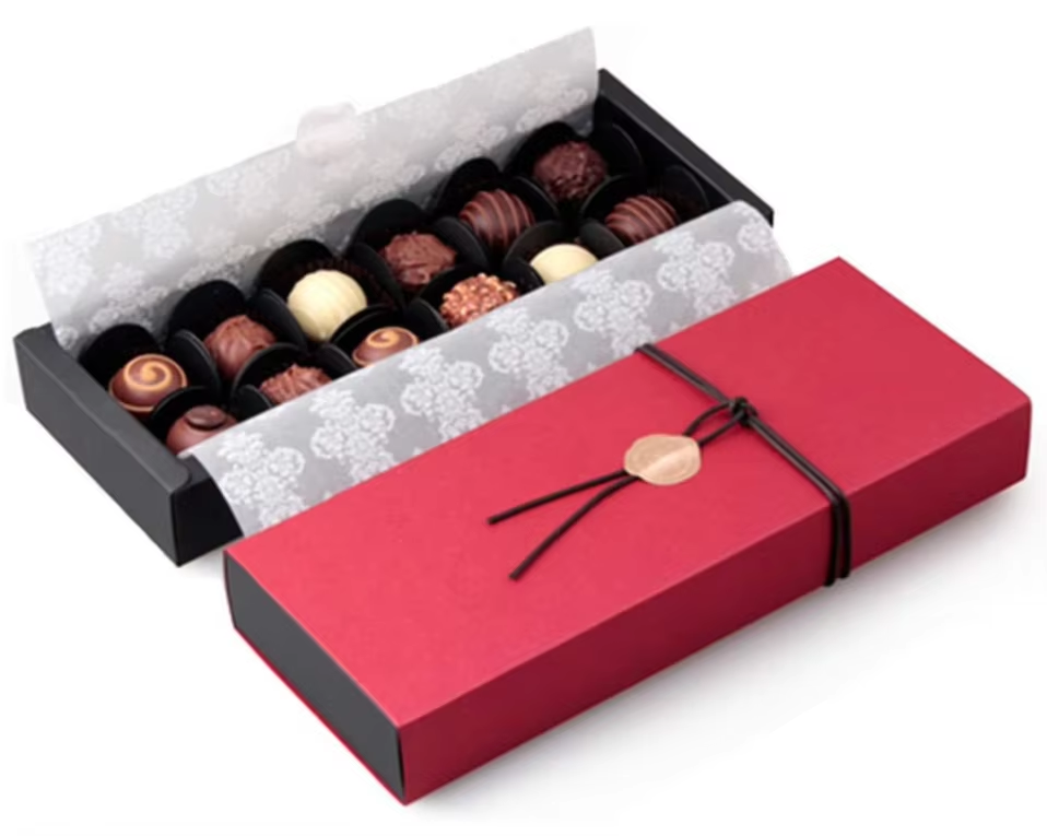 Luxury Food-Grade Cardboard Pull-Out Drawer Take-Away Packaging Matte Box Embossing UV Coating Chocolate Macaron Cake Truffle