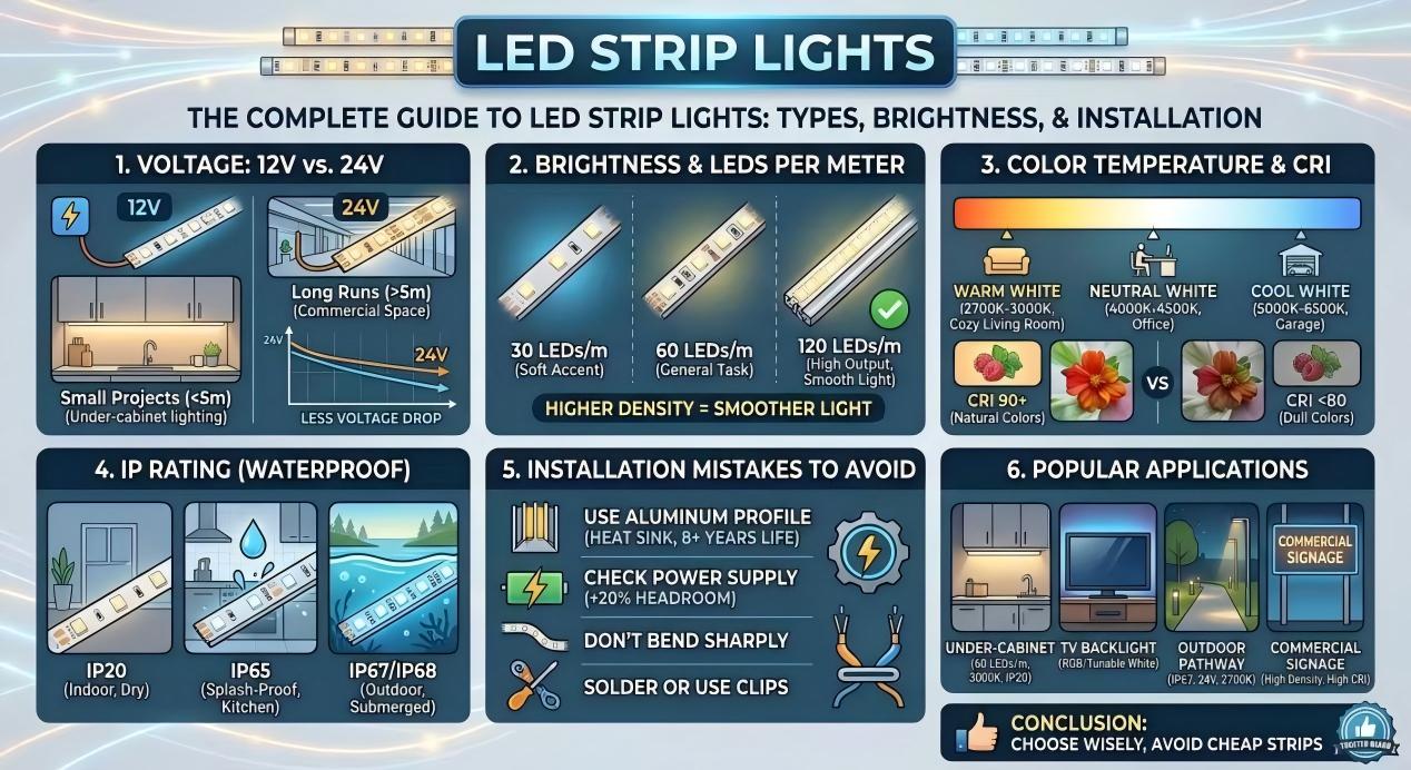 Luces de tira LED: La guía completa sobre tipos, brillo e instalación