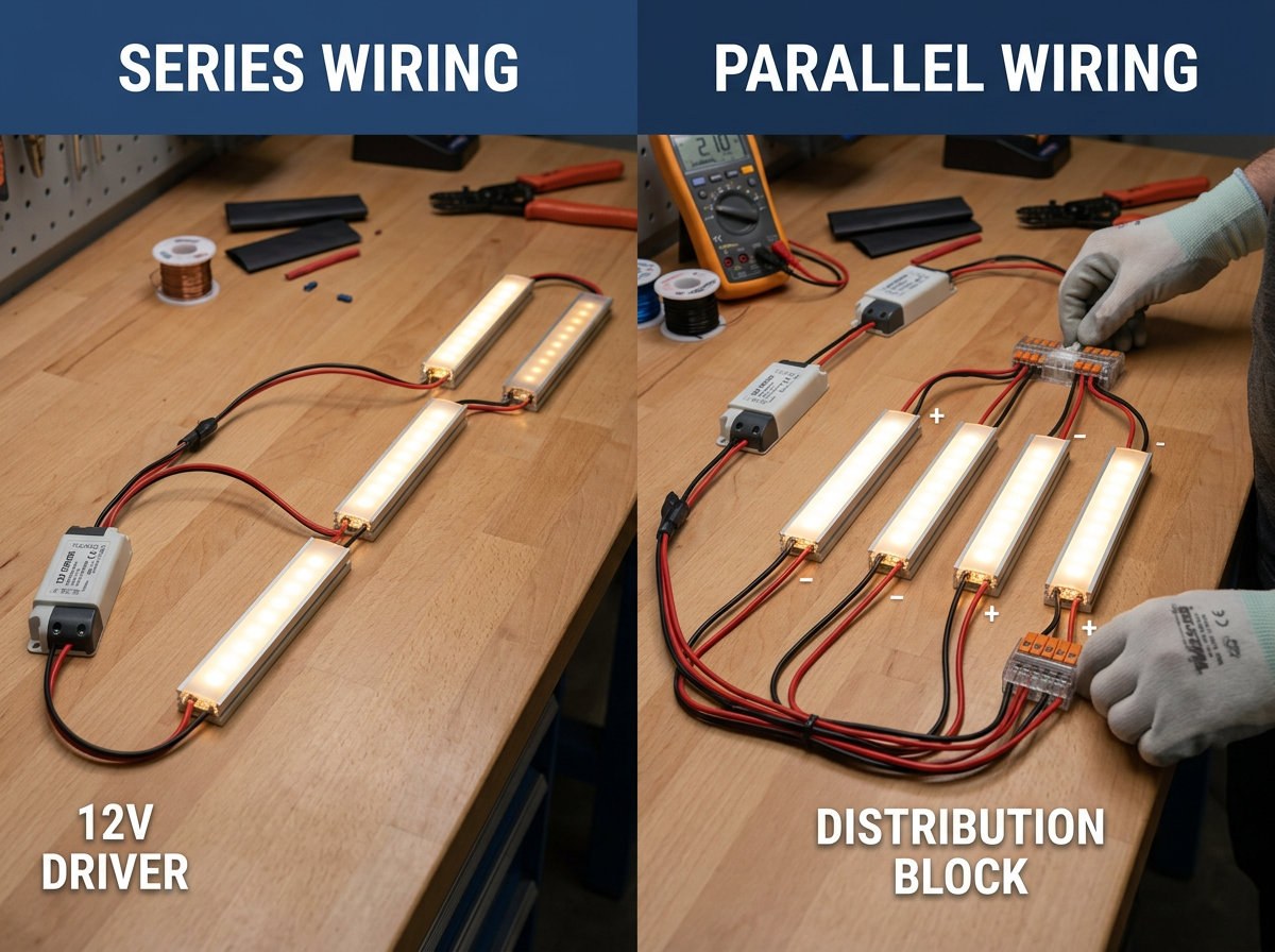 Series- versus parallelle aansluiting van LED-strips: welke aansluitmethode is geschikt voor u?