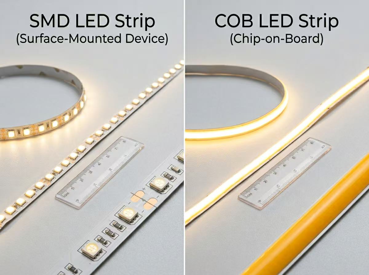 COB έναντι SMD Λωρίδες LED: Ποια είναι η κατάλληλη επιλογή για το έργο σας;