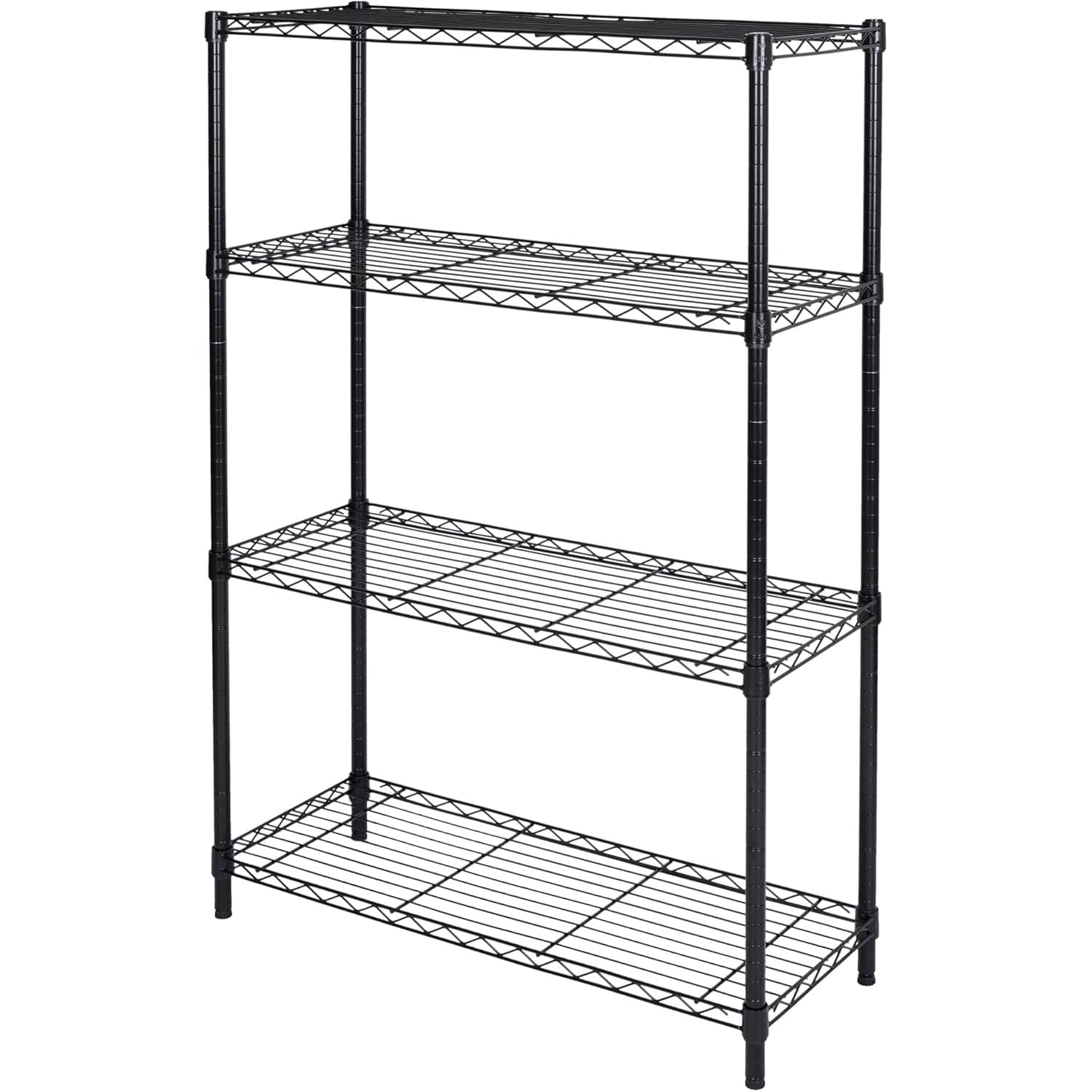 Homeiju 4 Tier Shelving Unit,Heavy-Duty Height Adjustable Storage Rack 1300 LBS Capacity with Adjustable Feet ,Metal Storage Shelves Wire Shelf for Kitchen Garage Laundry ,13.77
