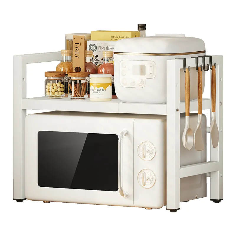 Kitchen Microwave Rack Retractable Oven Rack Countertop Storage Rack Double Layer