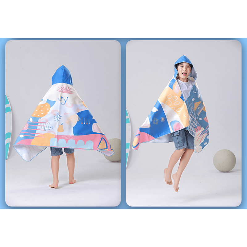 Poncho à Capuche Imprimé pour les Jeunes