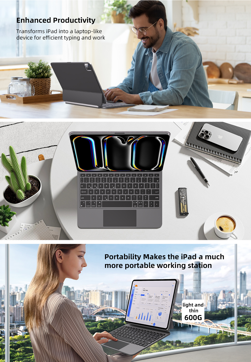 premium aluminium alloy magic keyboard case for ipad pro 13 2024 ipad air 109328-17