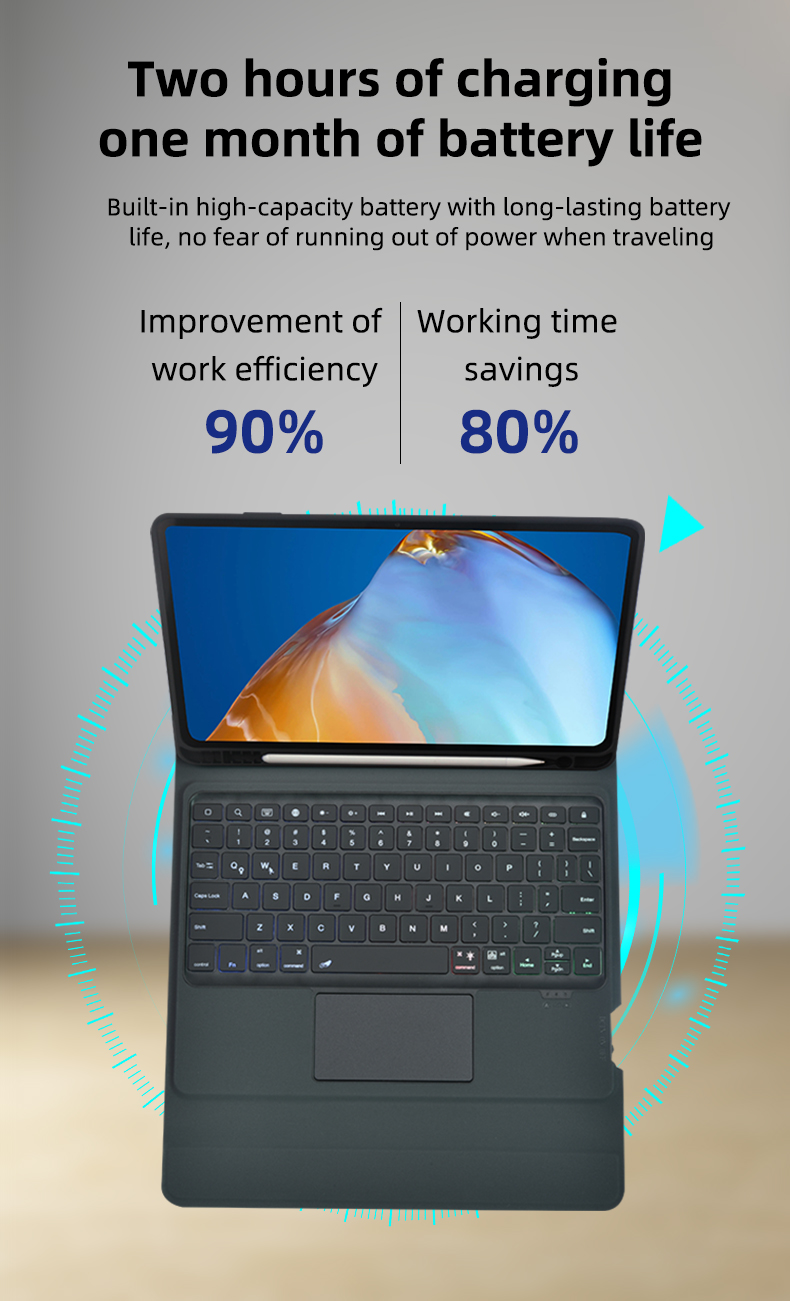 huawei matepad integrated keyboard case innovative 3 way stand stain resistant fabric-13