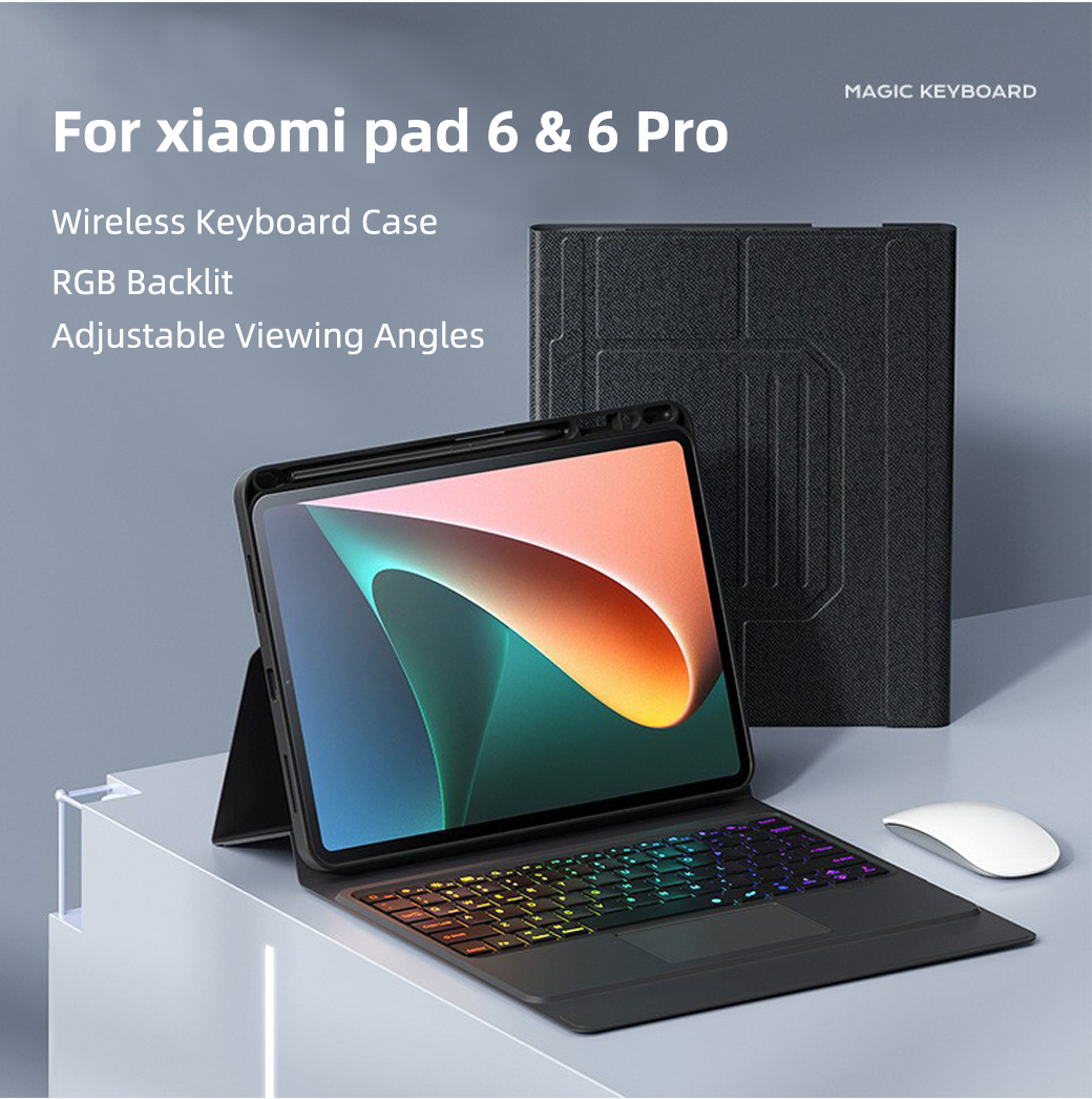 integrated keyboard case with patented 3 way support easy clean fabric for xiaomi-12