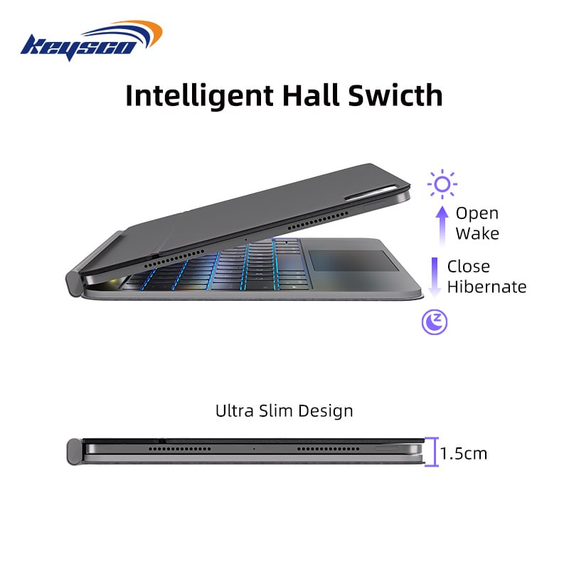 Precision - Crafted Aluminium alloy Magic keyboard Case for iPad with Led Display Screen