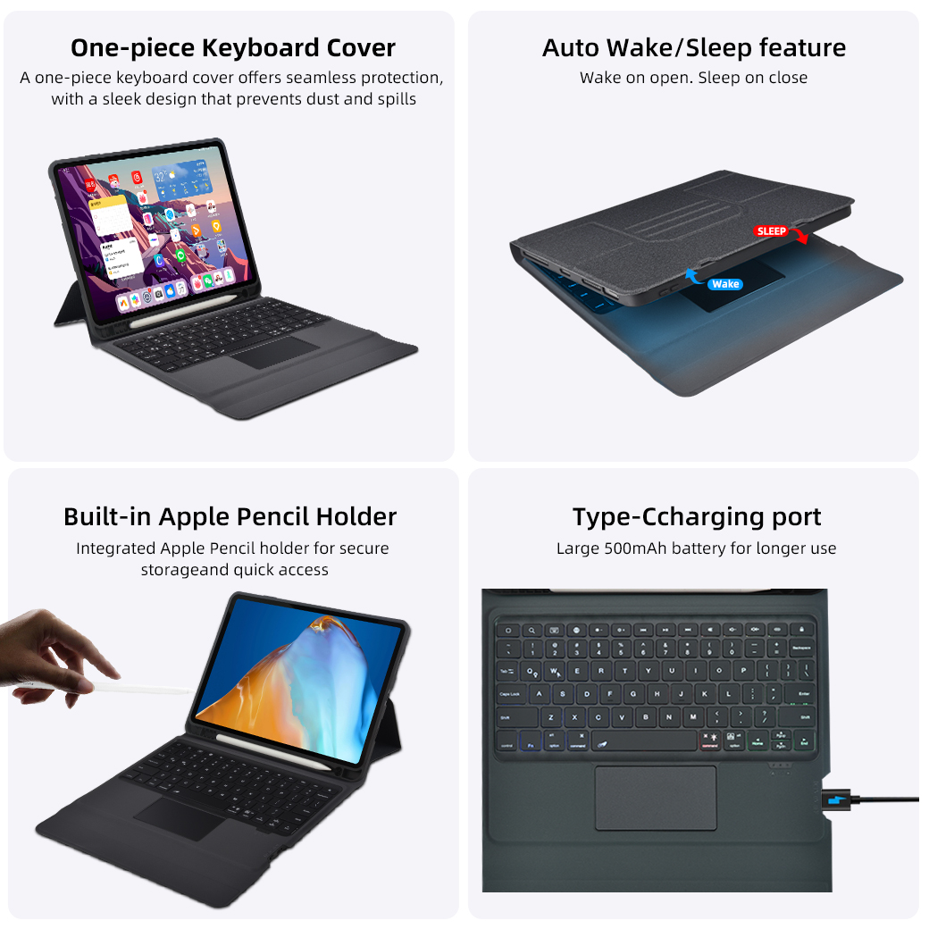 huawei matepad integrated keyboard case innovative 3 way stand stain resistant fabric-12
