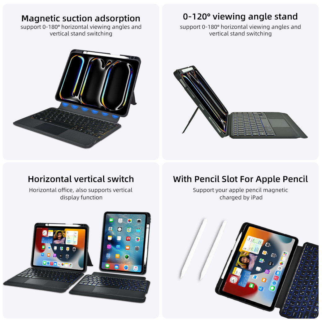 portable detachable rechargeable bluetooth keyboard for ipad pro 11 air 109 with pen holder-14