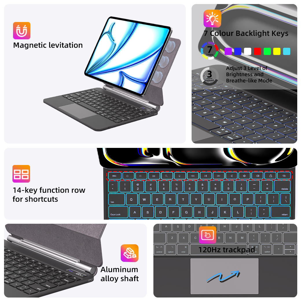 ergonomic magic keyboard case for ipad pro 11 2024  ipad air 109 with 6 row keys-16