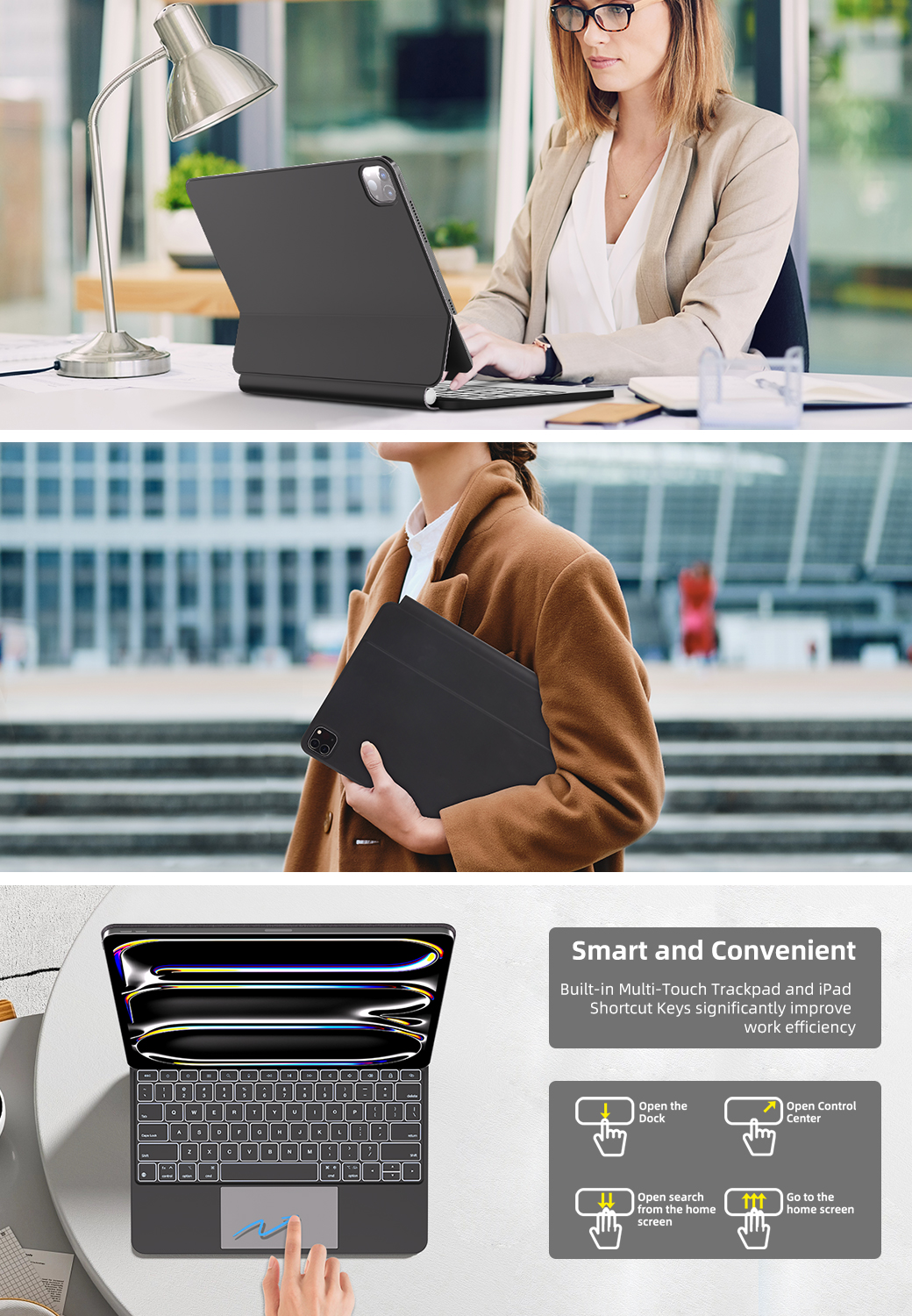 ergonomic magic keyboard case for ipad pro 11 2024 ipad air 109 with 6 row keys-17