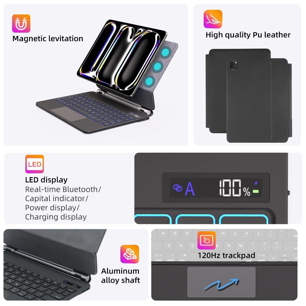 multi function magic keyboard case with led display screen for ipad pro 11 2024 ipad air 109-22