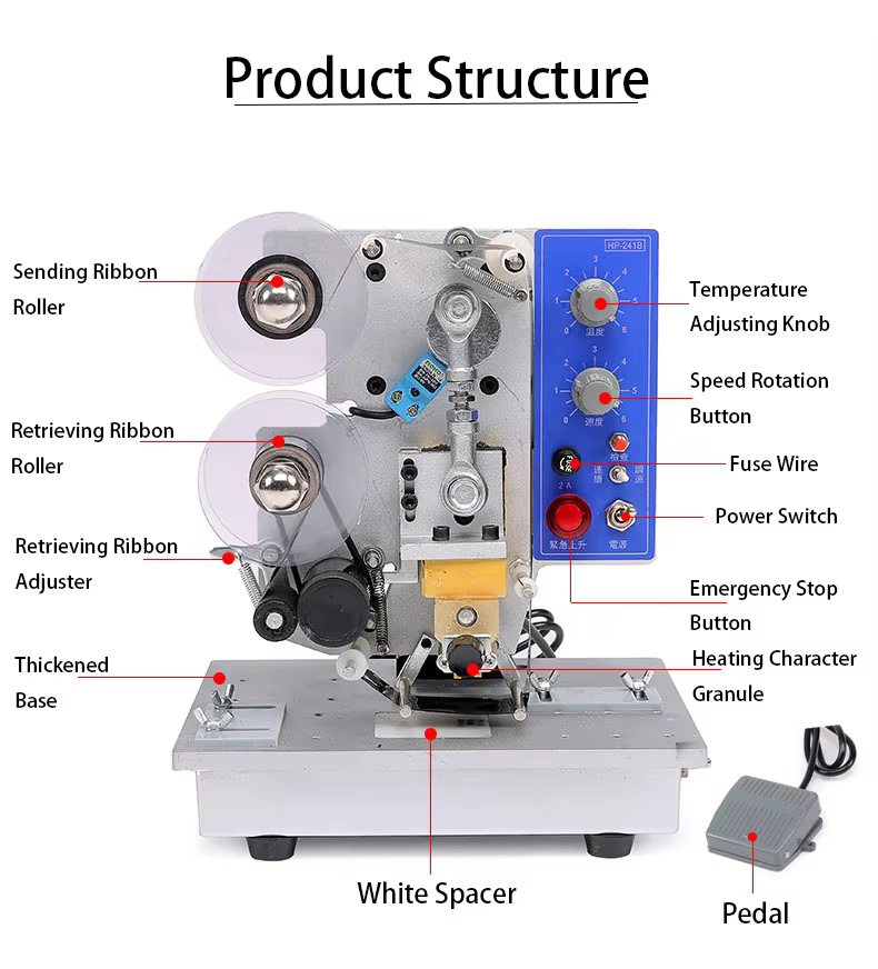 DUOQI HP-241G Easy Operate Semi-automatic Electric Coding Date Printer on the Plastic Bags Paper Carton