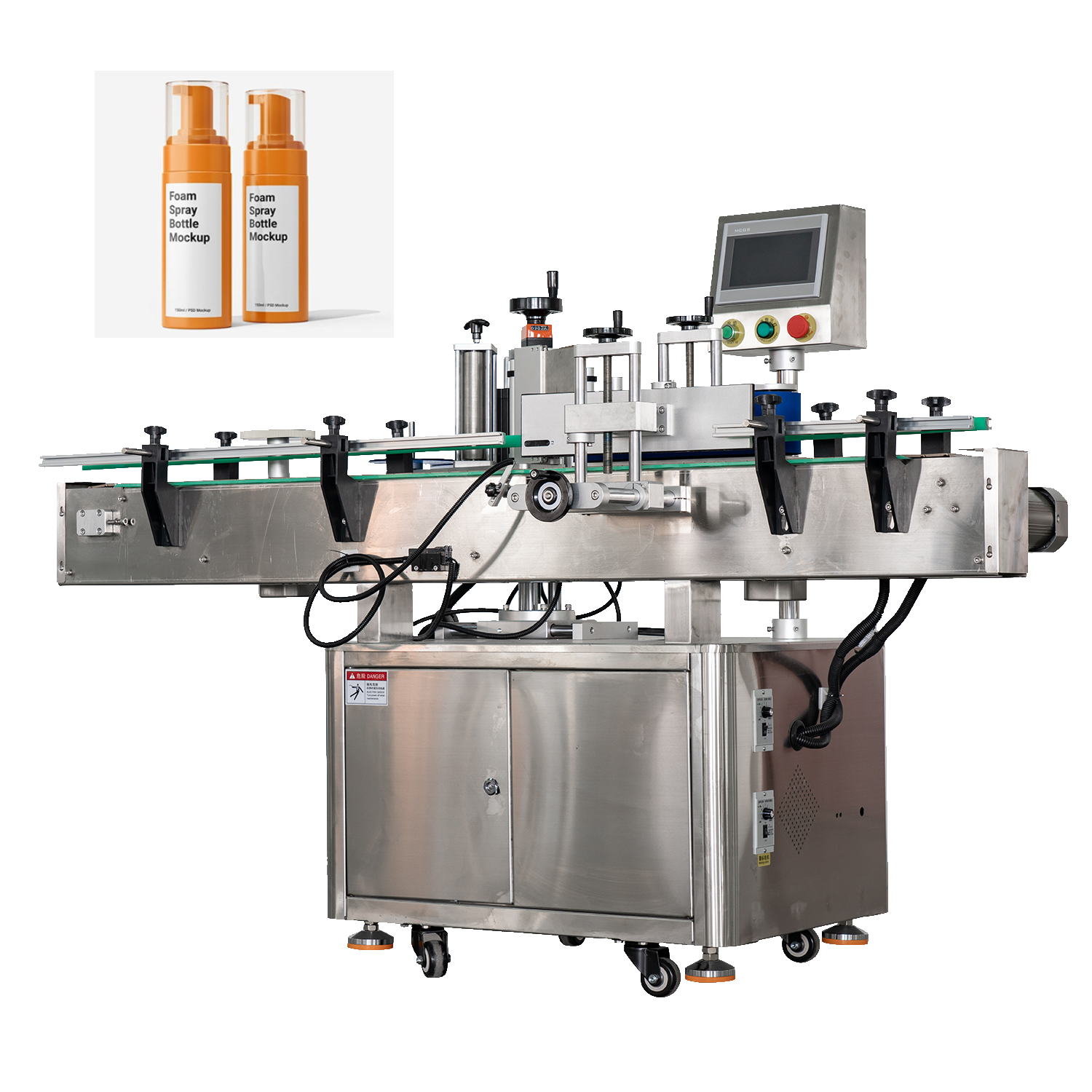 Macchina automatica per l'etichettatura di bottiglie cilindriche, 30–80 pezzi/min