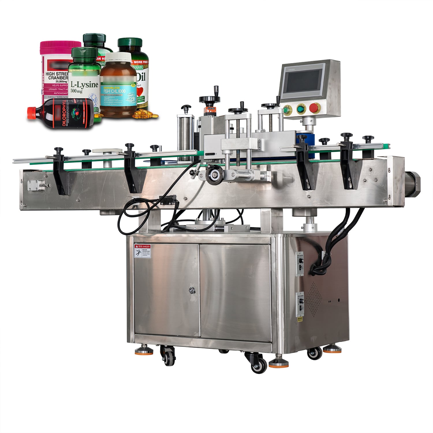 Mesin pelabelan botol bulat bergolek automatik, 30–80 keping/min