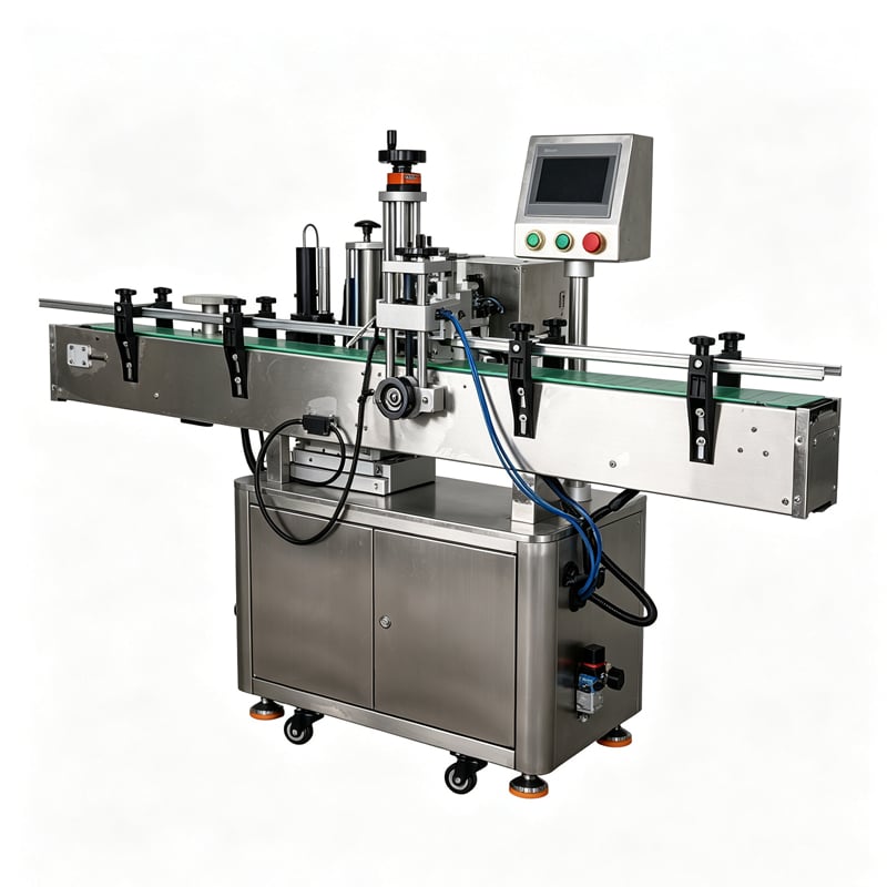 vertical automatic round container labeling machine  rotary bottle sticker labeler-0