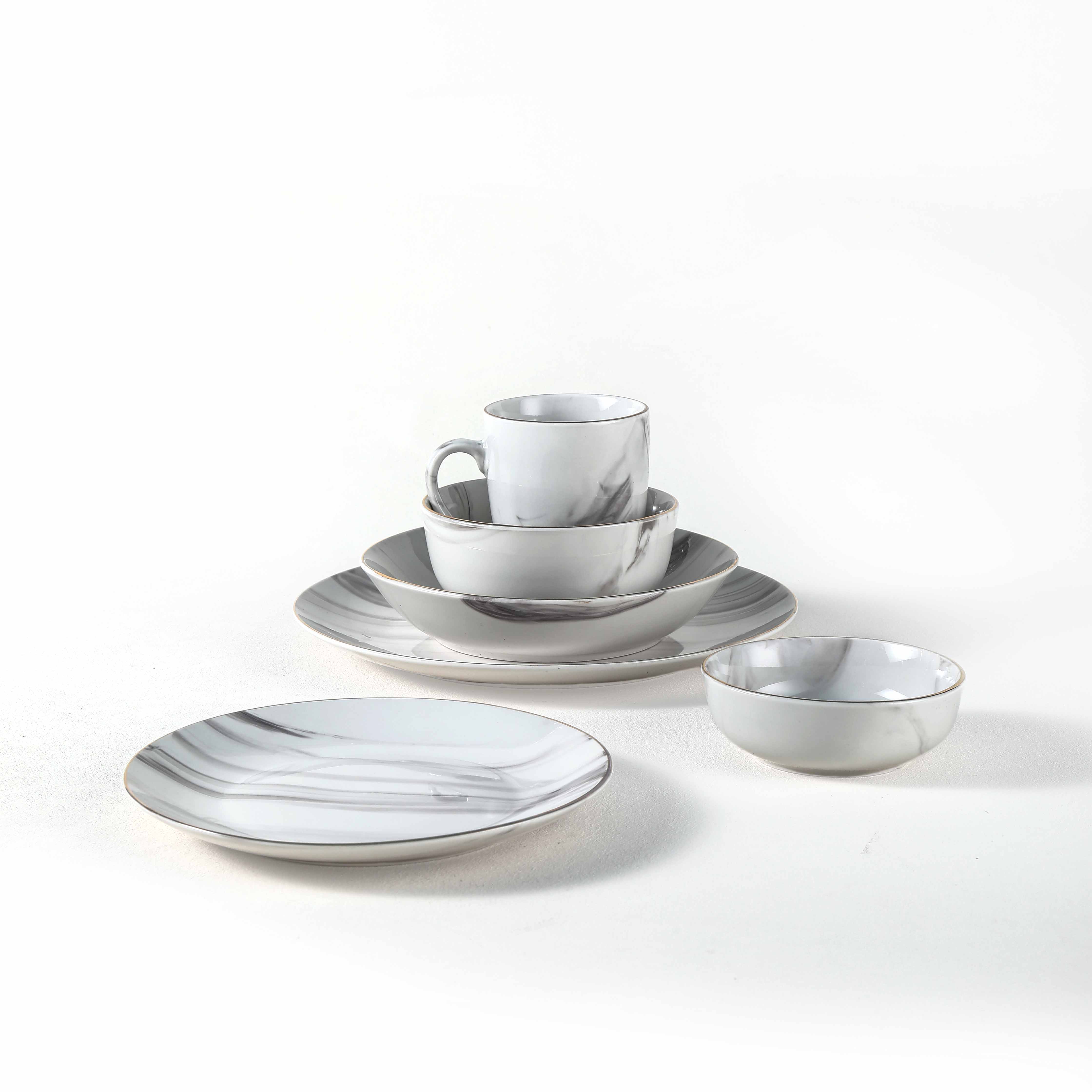 6 piece marble glaze process ceramic dinnerware sets 
