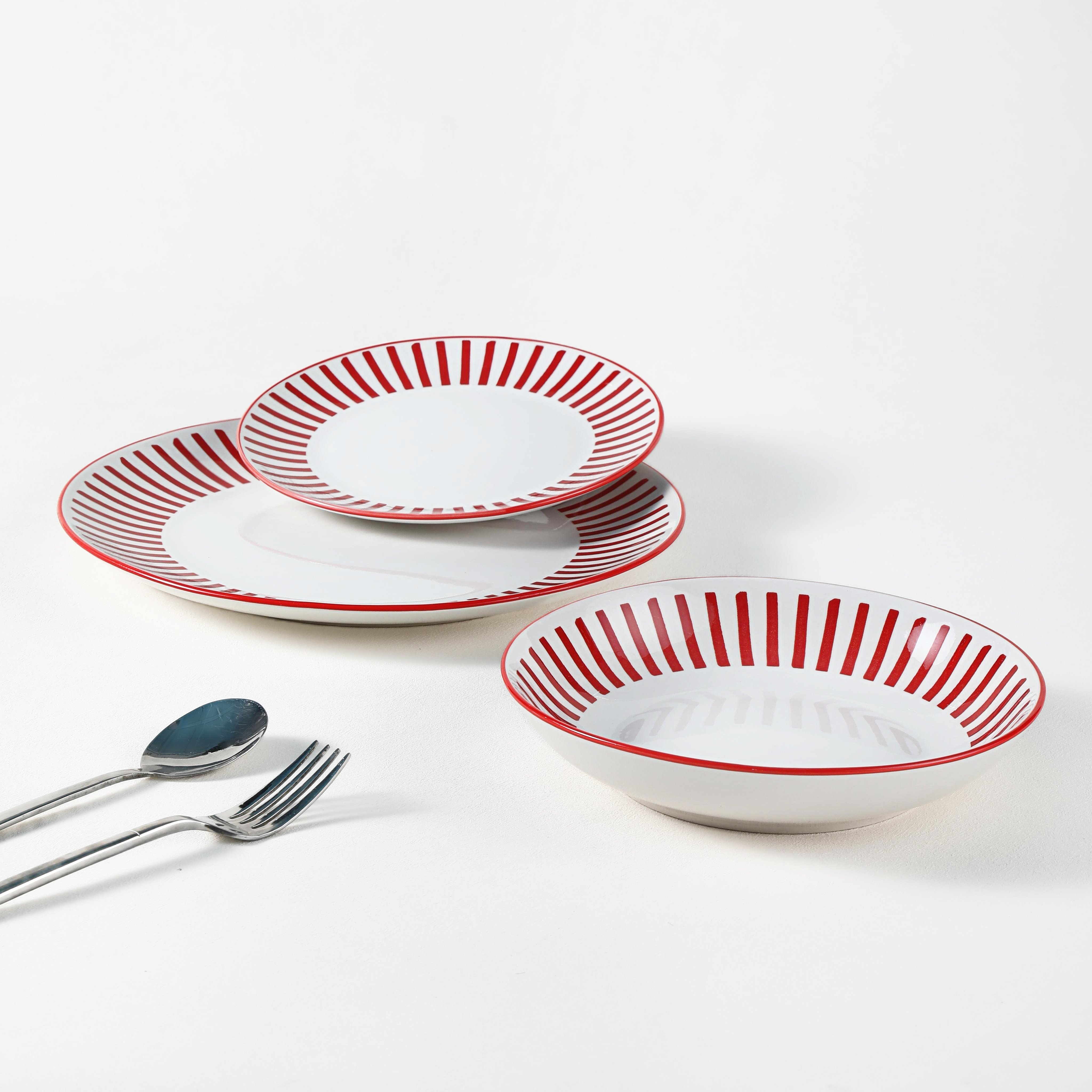 3 piece Printed pink pattern ceramic plates set