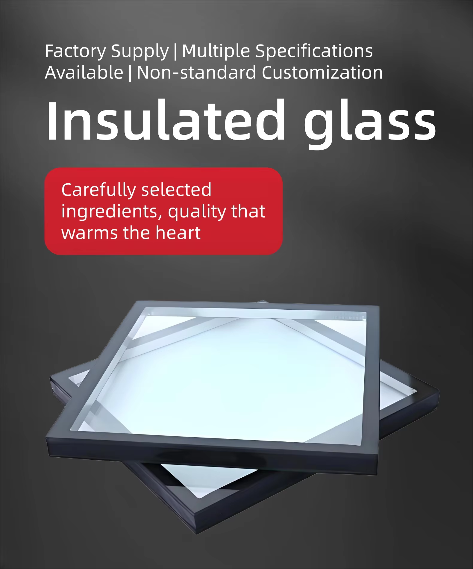 Double glazing IGU with low-e coating and aluminum frame