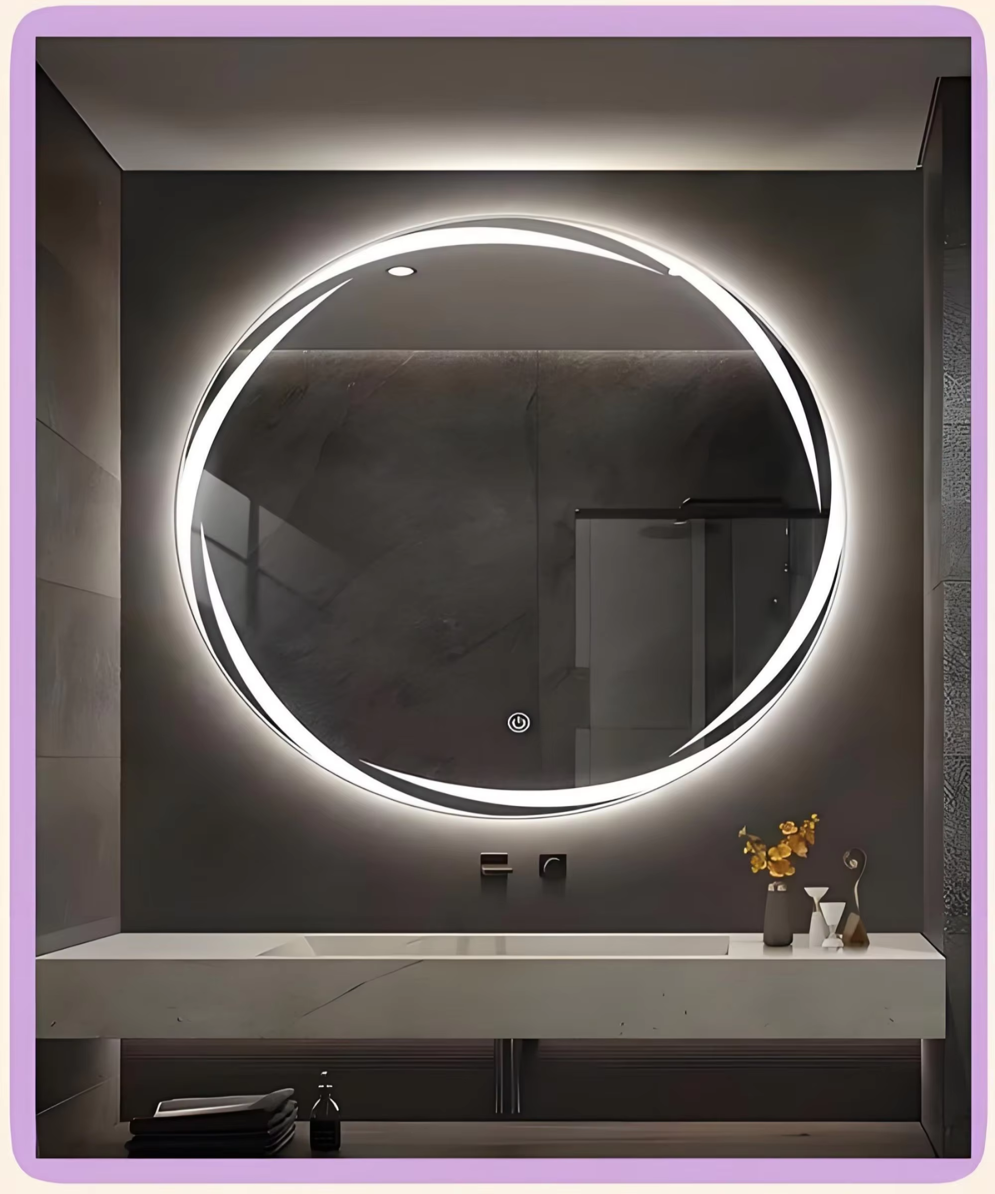 Commercial Installation Wall-mounted mirror with touch screen in commercial setting