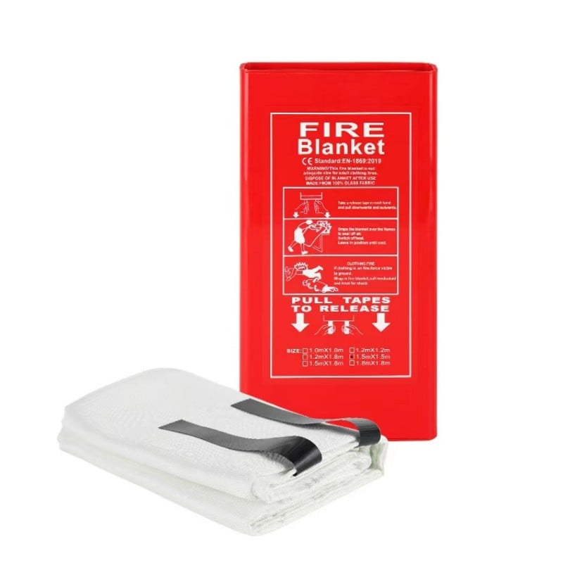 Fiberglass Fire Blanket 1.5x1.5m CE EN1869 Certified Heat Resistant Emergency Fire Safety Blanket for Home Kitchen Office