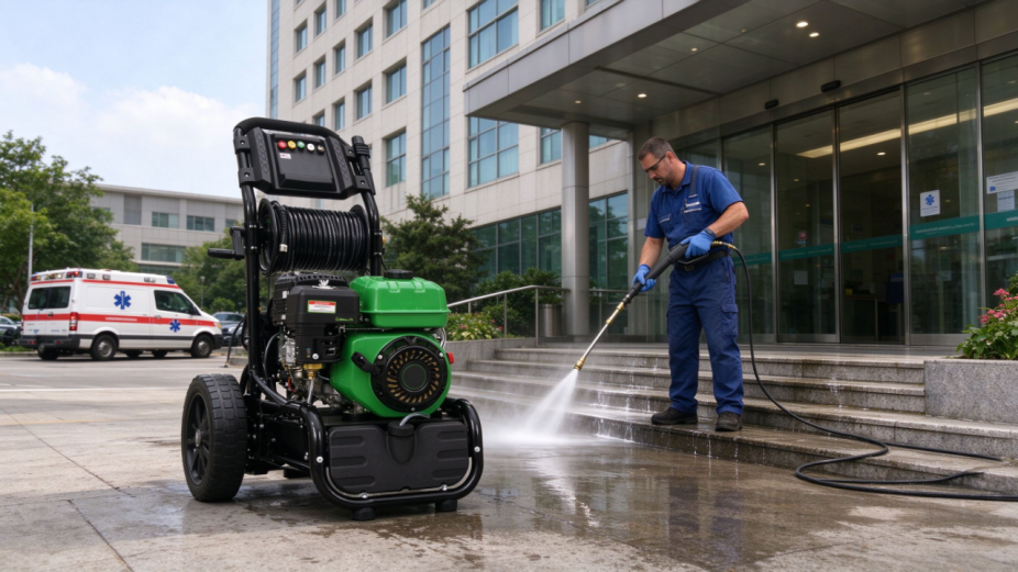 gasoline pressure washer petrol high pressure cleaner with 12 inch wheels and adjustable 173 bar pump for commercial car wash-7
