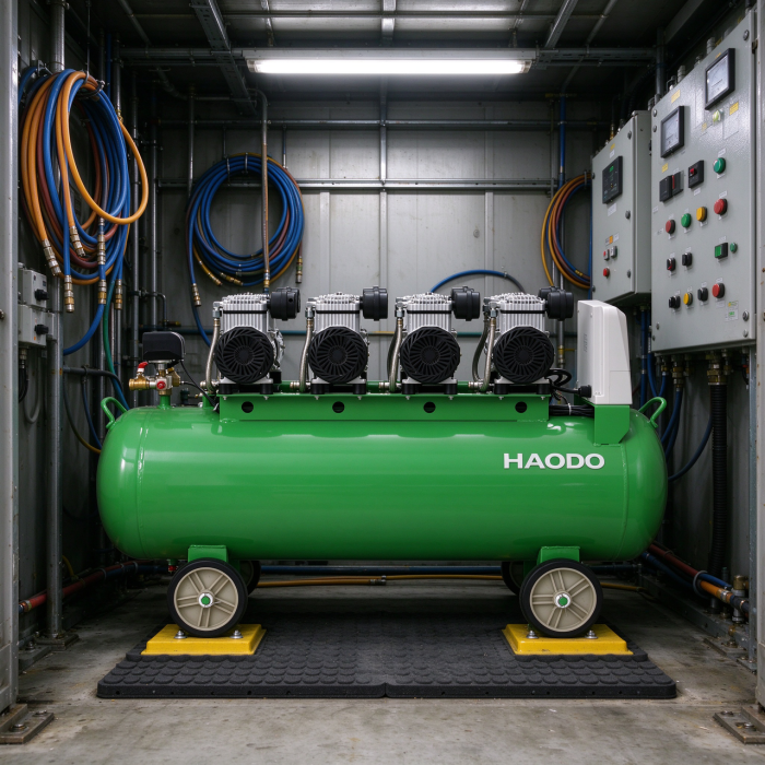 portable wheeled air compressor 120l green horizontal tank dual gauge regulator-4