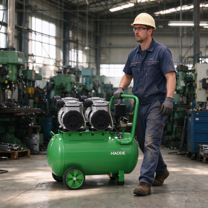 direct driven air compressor 50l dual pressure gauges copper tubing drain valve-4