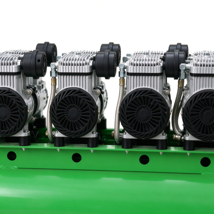portable wheeled air compressor 120l green horizontal tank dual gauge regulator-0