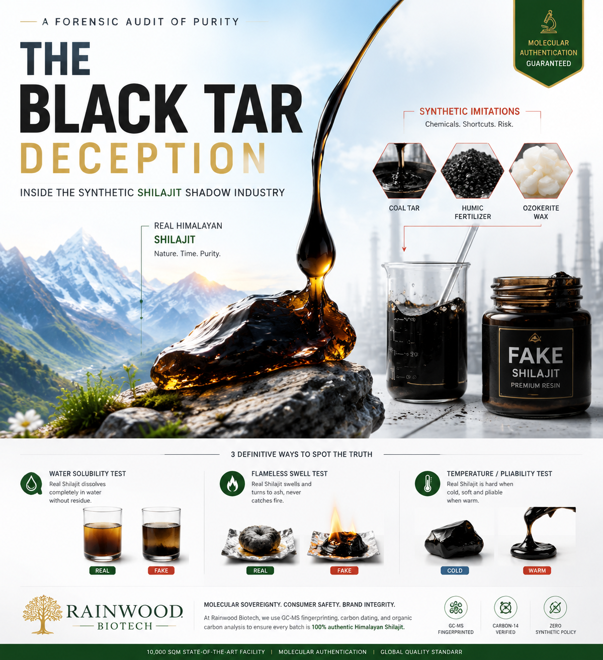 The 'Coal Tar' Secret: How to Spot Synthetic 'Black Tar' Substitutes in the Shilajit Market