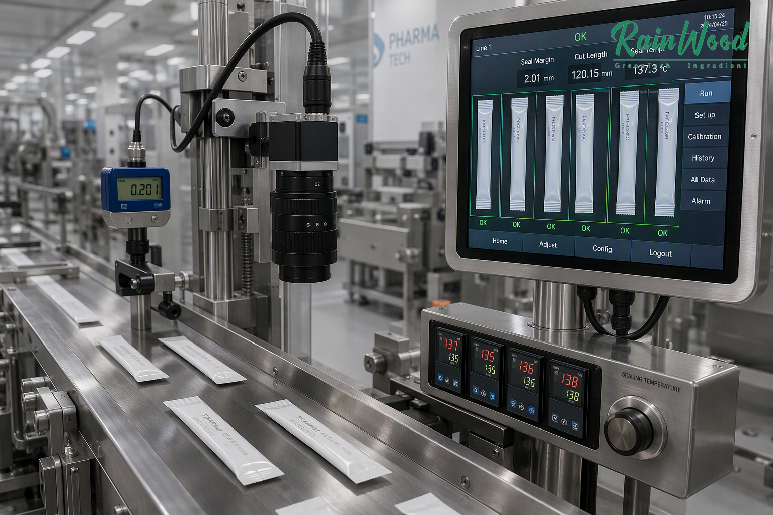 Multi-Lane VFFS Stick Pack Packaging Line Optical Calibration Station