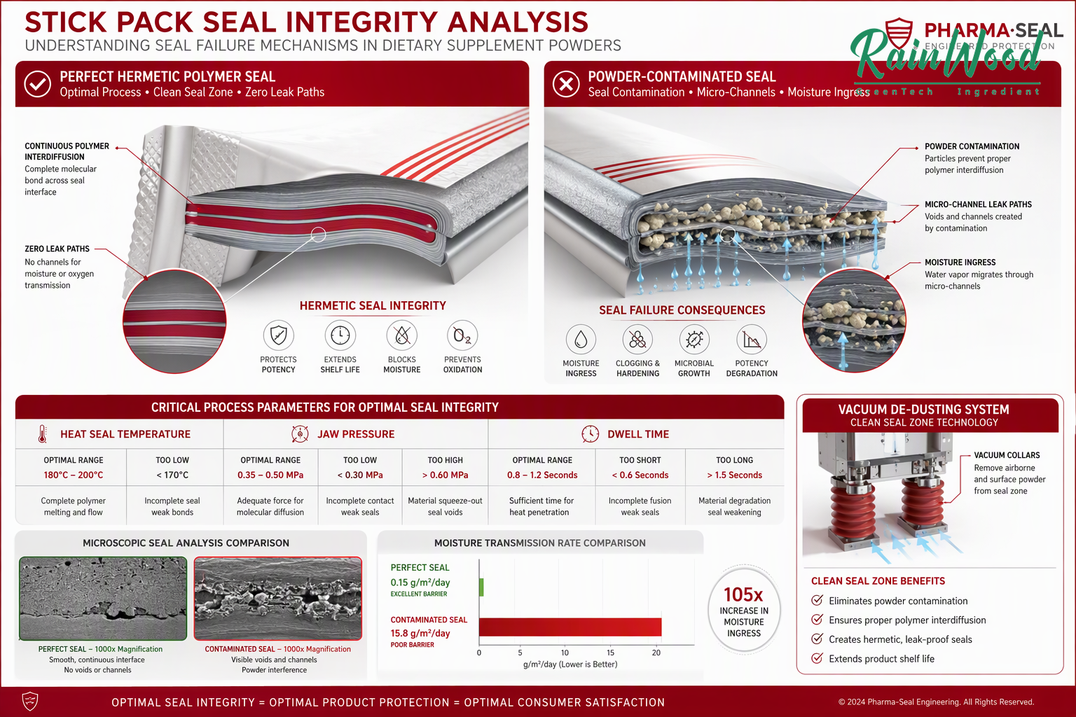 Stick Pack Cross-Section Seal Failure Micro-Channel Analysis Infographic