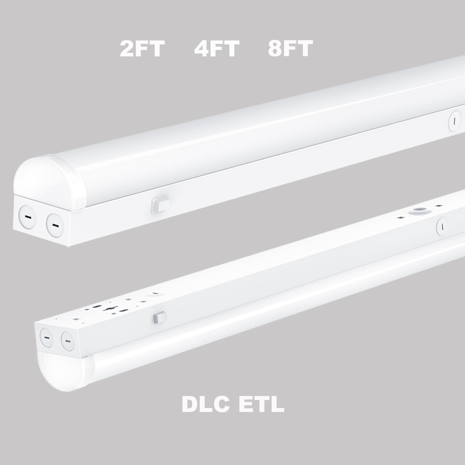 LED Linear Strip Light - 2FT/4FT/8FT, CCT (3500K-6500K) & Wattage Adjustable, 0-10V Dimmable, DLC & ETL Listed, for Office and Commercial Lighting, 5-Year Warranty