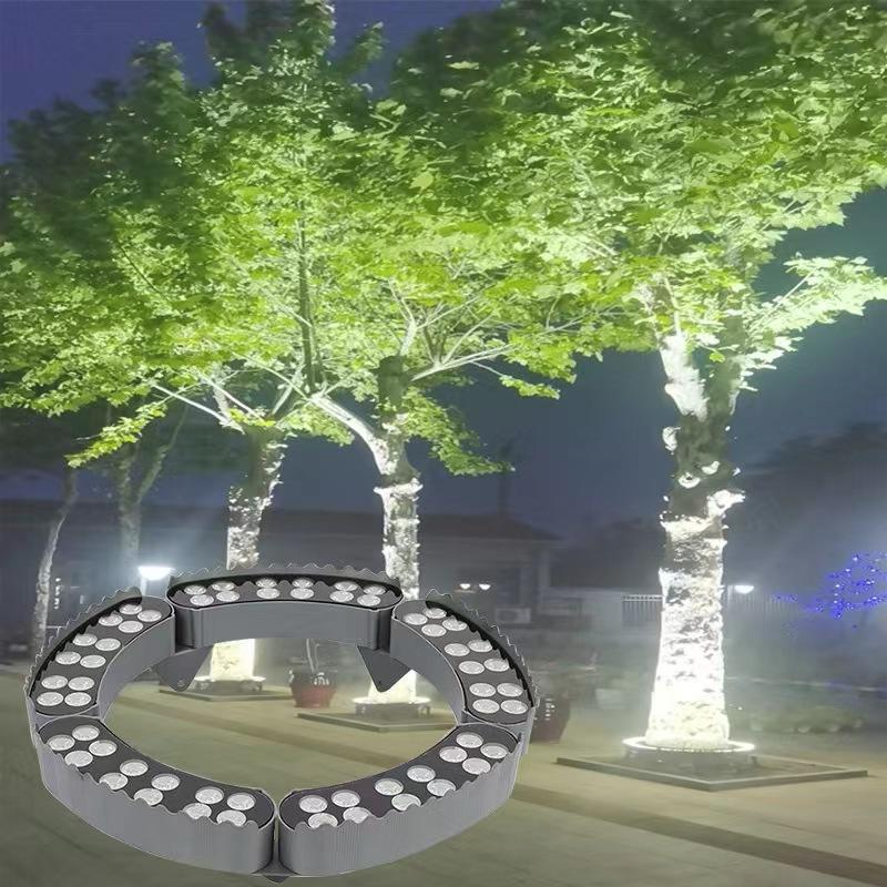 Outdoor RGB LED Tree Uplight - Waterproof, Multi-color RGB LED Ring Light with Adjustable Design, Ideal for Garden Landscape and Tree Trunk Lighting