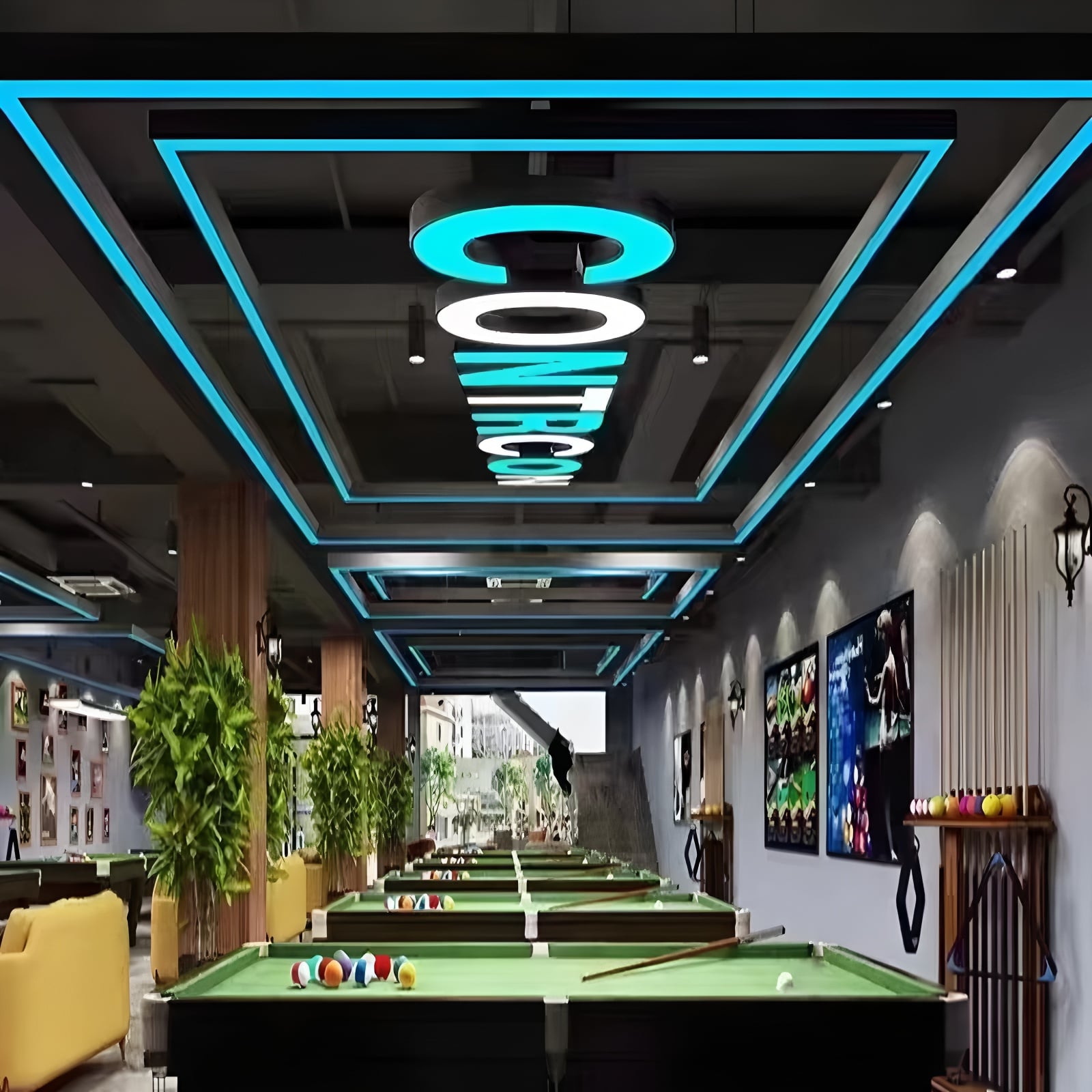 Billiards hall mouth font letter combination office light