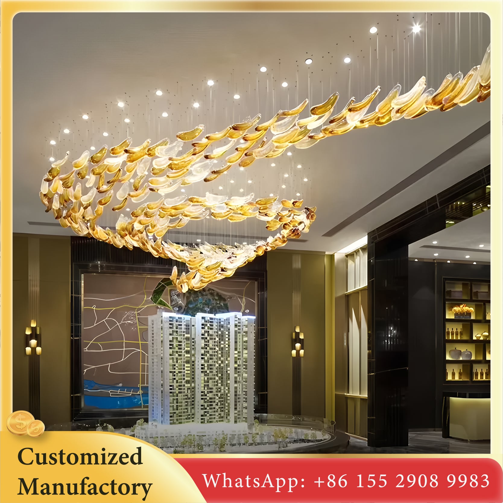 Artistic Spiral LED Chandelier - Engineering Customization, Modern Luxury Design, for Hotel Lobby, Ballroom, and High-end Residential Spaces, Warm White Light