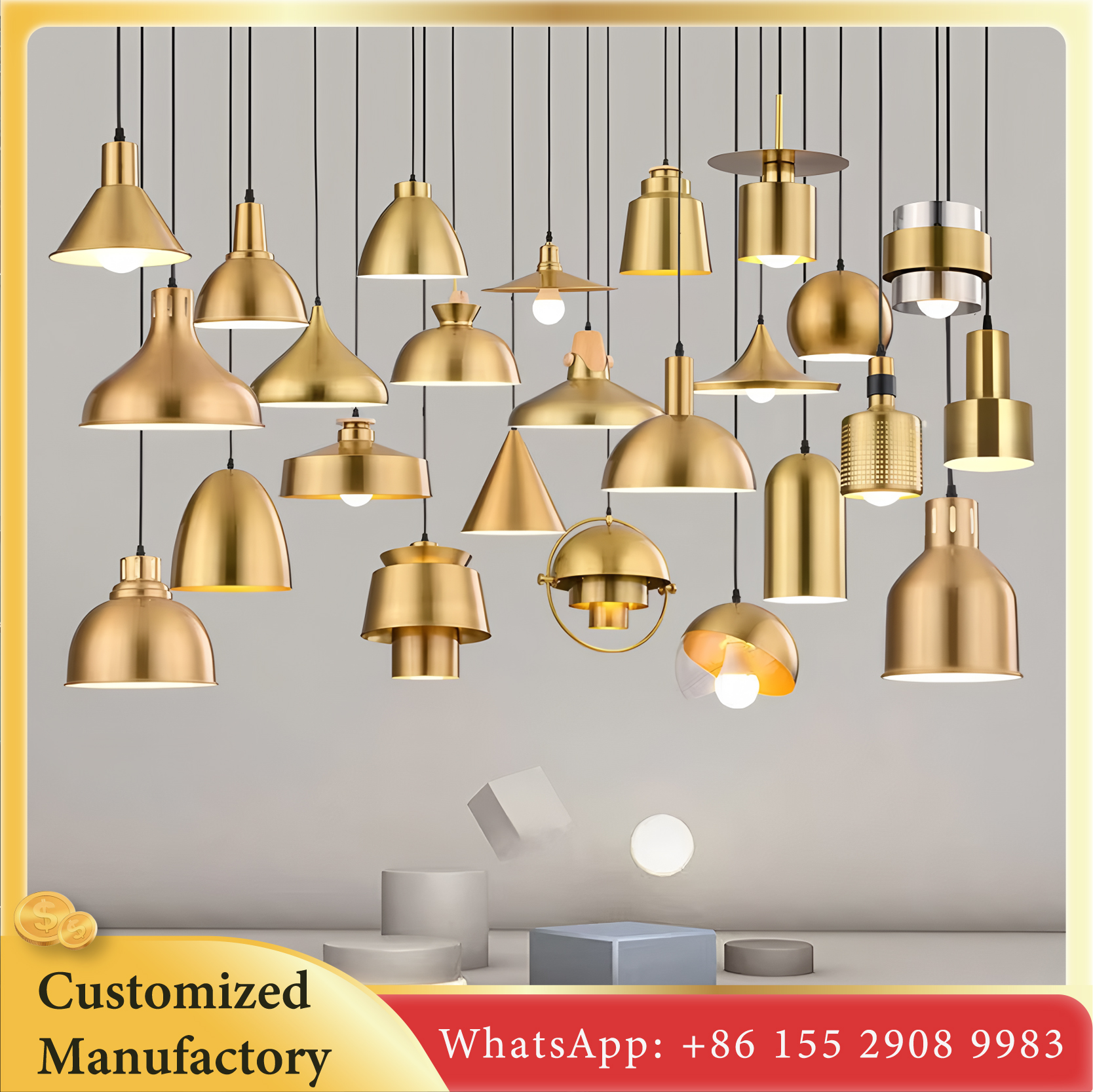 Indoor Gold Luxury Metal Pendant Light E27 Nordic Modern Chandelier for Coffee Shop Restaurant Bars Kitchens