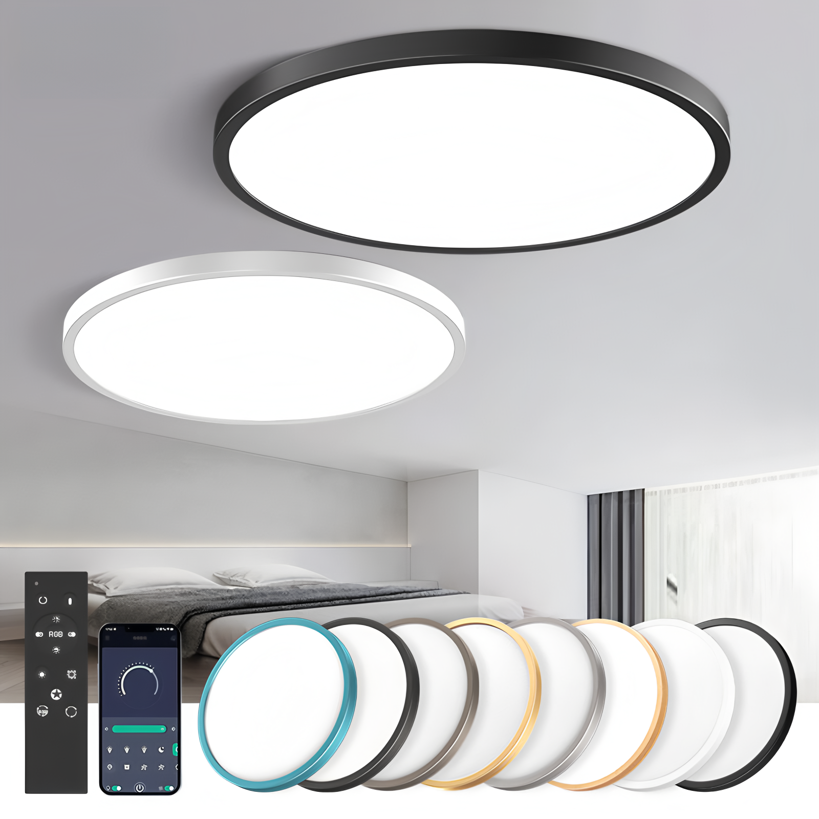 AIER Private Model Ultra - Thin LED Ceiling Light - 21mm Thick, Multiple Colors