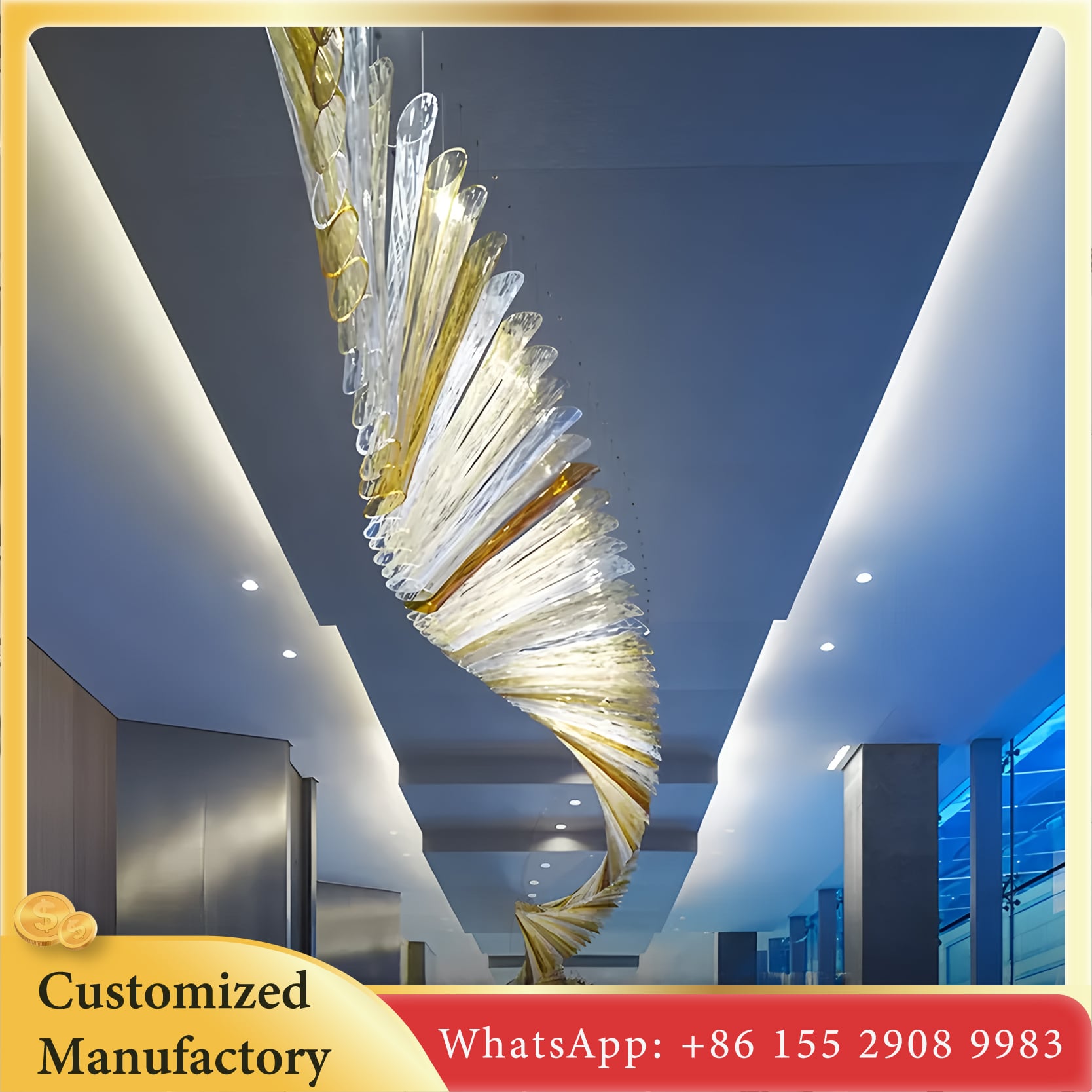 Artistic Spiral LED Chandelier - Engineering Customization, Modern Luxury Design, for Hotel Lobby, Ballroom, and High-end Residential Spaces, Warm White Light