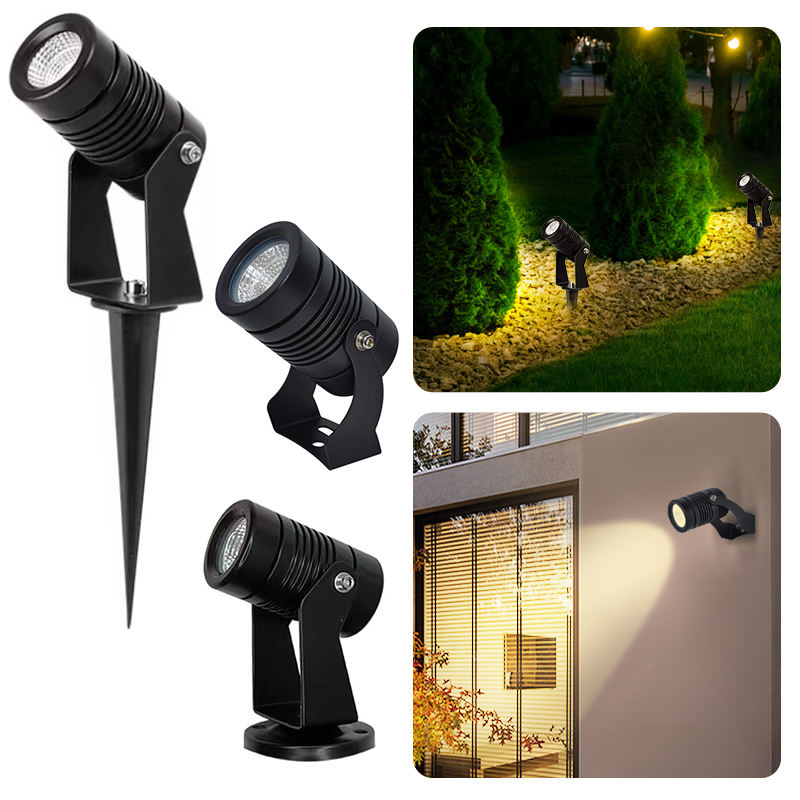 Outdoor LED Garden Spotlight - Adjustable RGB Landscape Light with GU10 Base, Ground Insert and Wall Mount Installation, for Lawn, Tree, and Yard Lighting