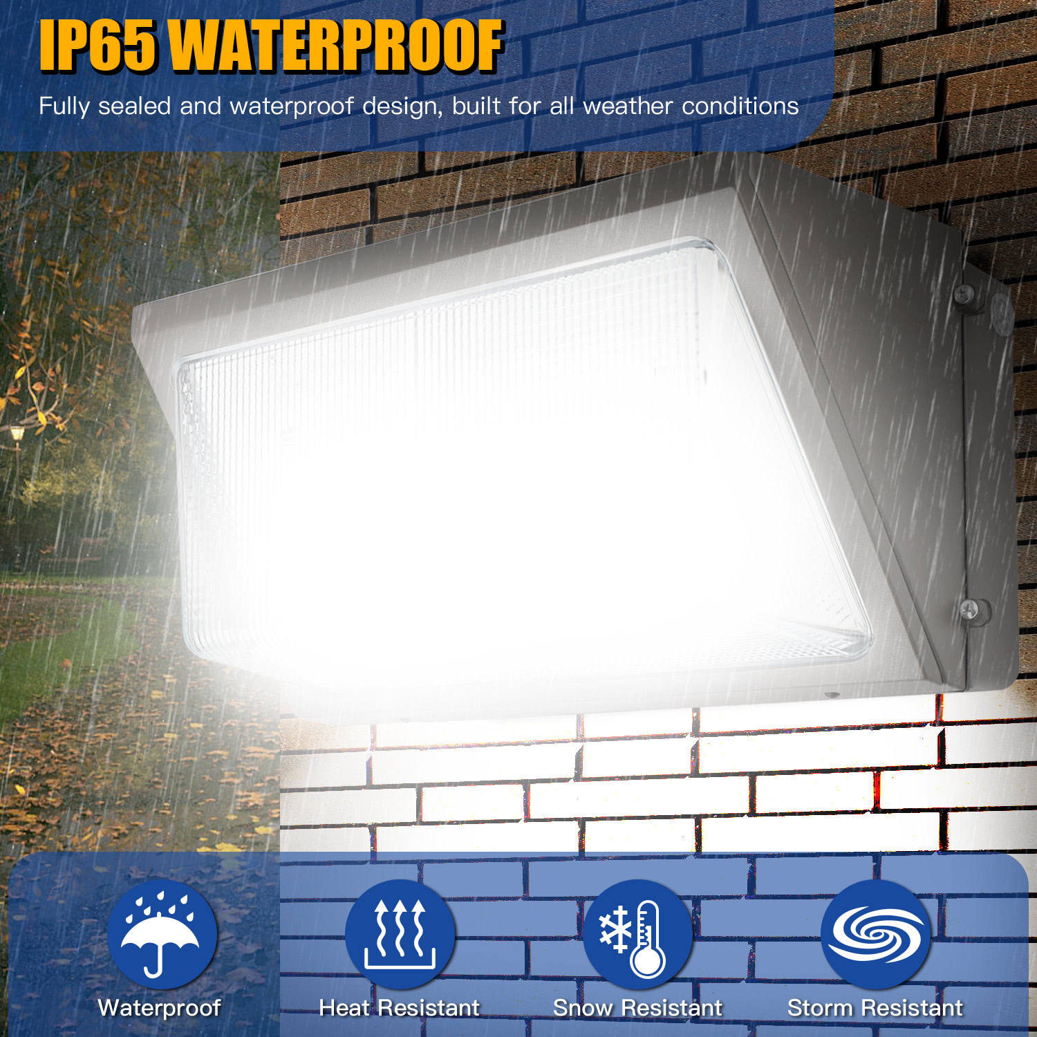 LED Wall Pack Light with Dusk to Dawn Photocell - CCT (2700K-5000K) & Wattage Adjustable, IP65 Waterproof, DLC & UL Listed, for Outdoor Security and Area Lighting, 5-Year Warranty